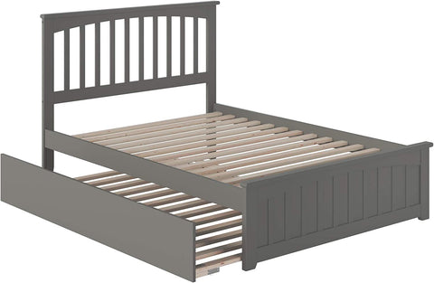 Oakestry Mission Platform Matching Foot Board with Full Size Urban Trundle Bed, Grey