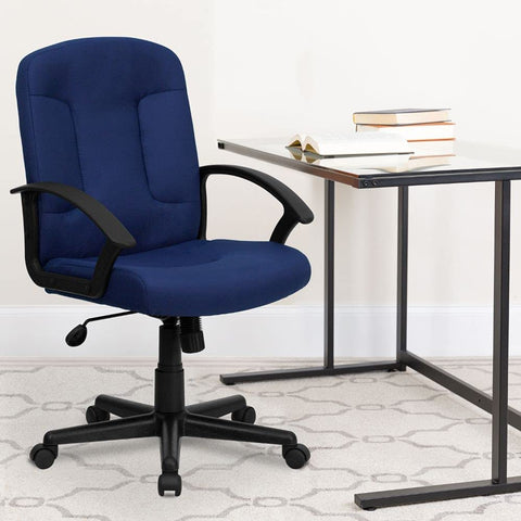 Oakestry Mid-Back Navy Fabric Executive Swivel Office Chair with Nylon Arms