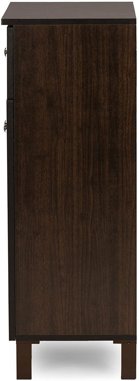 Oakestry Oakestry Felda Dark Brown Modern Shoe Cabinet with 2 Doors and Drawer