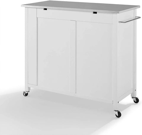 Oakestry Savannah Stainless Steel Top Full-Size Kitchen Island/Cart White/Stainless Steel