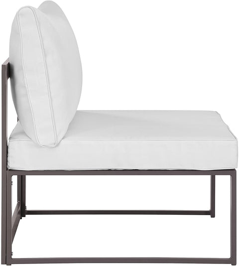 Oakestry Fortuna Aluminum Outdoor Patio Armless Chair in Brown White