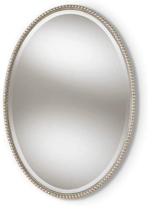 Oakestry Graca Modern and Contemporary Antique Silver Finished Oval Accent Wall Mirror