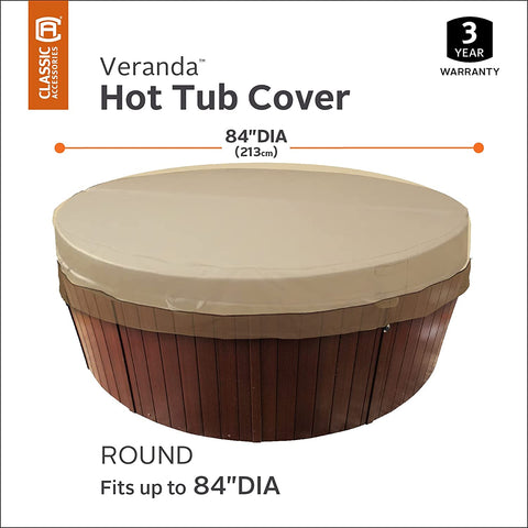 Oakestry Veranda Water-Resistant 84 Inch Round Hot Tub Cover