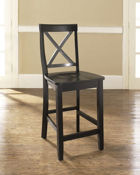 Oakestry 3-Piece Pub Set with Tapered Leg Table and X-Back Stools, Black