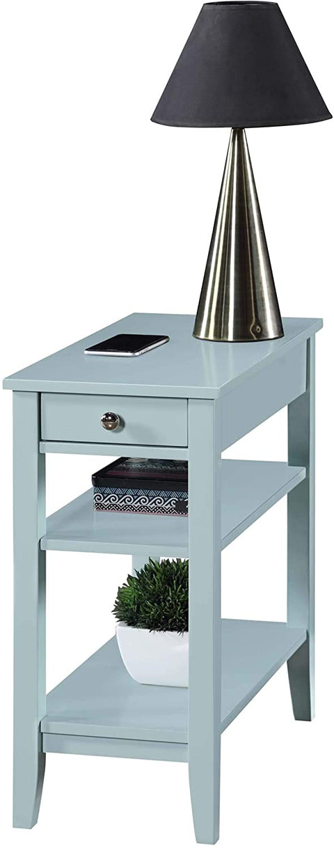Oakestry American Heritage 1 Drawer Chairside End Table with Shelves, Sea Foam