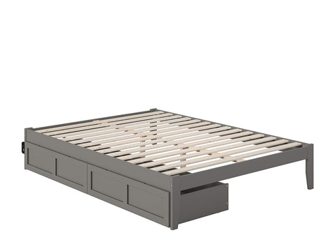 Oakestry Colorado Island Turbo Charger and Extra Long Bed Drawers, Queen, Grey