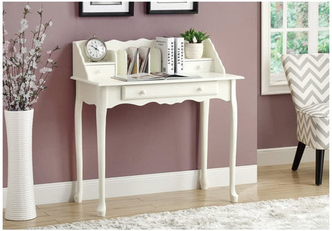 Oakestry , Traditional Desk, Solid Wood, Antique White, 36&#34;L