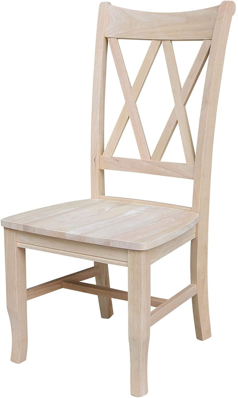 Oakestry Set of Two Double X-Back Dining Chair, 19.9&#34;W x 22&#34;D x 41.3&#34;H, Unfinished
