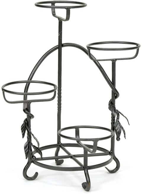 Oakestry FC-05 Cascading Wrought Iron Tiered Stand for Displaying Pots, Metal Plant, Graphite