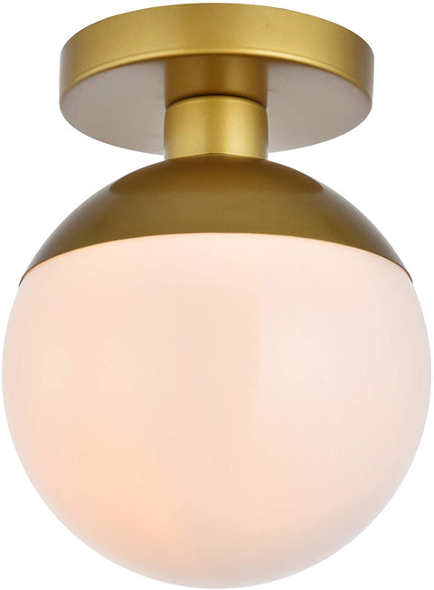 Oakestry Eclipse 1 Light Brass Flush Mount with Frosted White Glass