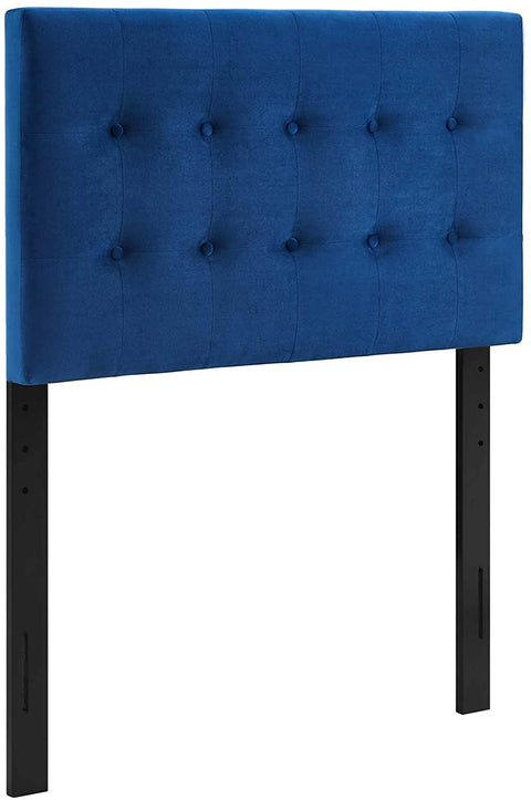 Oakestry Emily Twin Biscuit Tufted Performance Velvet Headboard, Navy