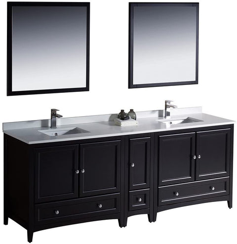Oakestry Bath FVN20-361236ES Oxford 84&#34; Double Sink Vanity with Side Cabinet, Espresso