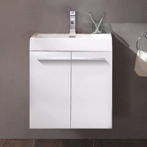 Oakestry Alto 23&#34; White Modern Bathroom Cabinet w/Integrated Sink
