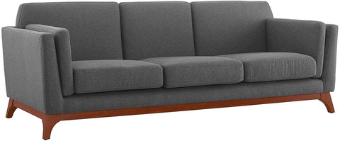 Oakestry Chance Mid-Century Modern Upholstered Fabric Sofa In Gray