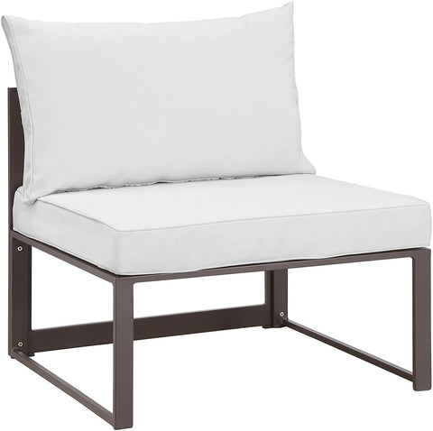 Oakestry Fortuna Aluminum Outdoor Patio Armless Chair in Brown White