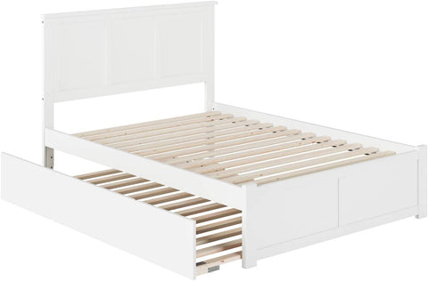 AFI Madison Platform Flat Panel Foot Board and Full Size Urban Trundle Bed, White