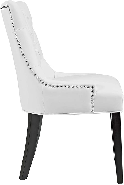 Oakestry MO- Regent Modern Tufted Faux Leather Upholstered with Nailhead Trim, Dining Chair, White