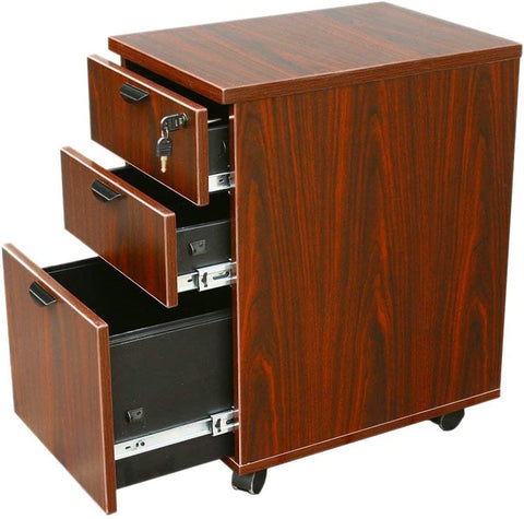 Boss Office Products Mobile Pedestal in Mahogany
