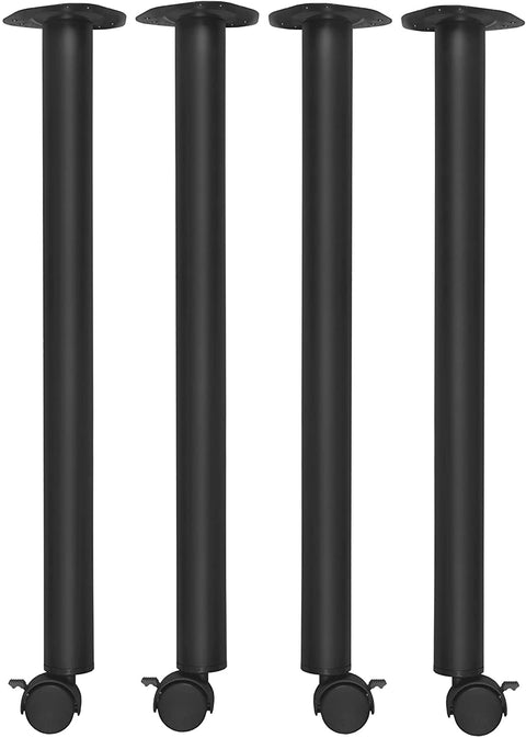 Oakestry Kee Post Table Leg with Casters (Set of 4)- Black