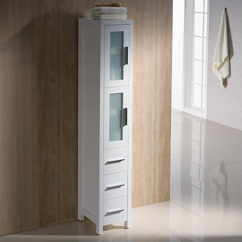 Oakestry Bath Torino Bathroom Linen Side Cabinet, Tall, White