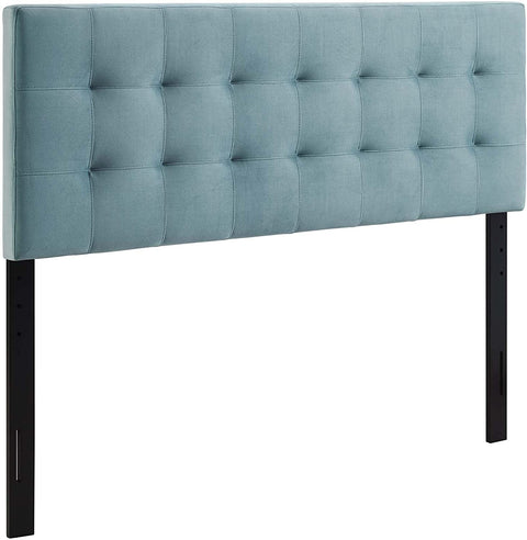 Oakestry Lily Biscuit Tufted Twin Performance Velvet Headboard, Light Blue