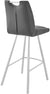 Oakestry Arizona 26&#34; Counter Height Bar Stool in Charcoal Faux Leather and Brushed Stainless Steel Finish