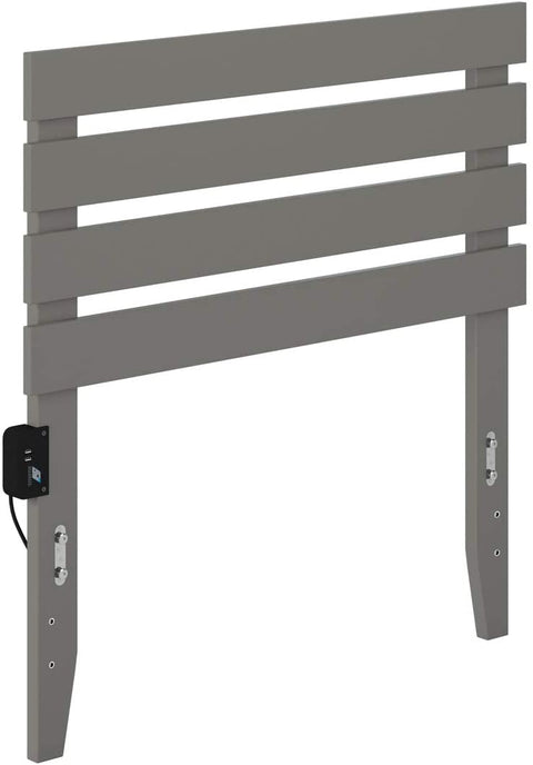 Oakestry Oxford Headboard with USB Turbo Charger, Twin, Grey