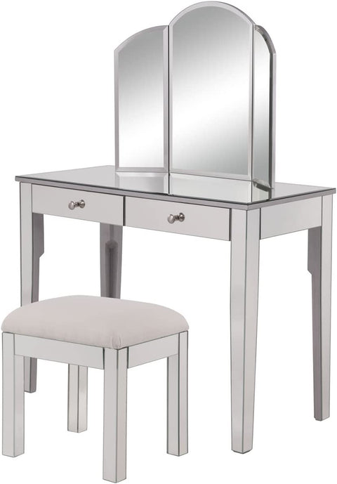 Elegant Decor Vanity Table 42 in. x 18 in. x 31 in. and Mirror 32 in. x 24 in. and Chair 18 in. x 14 in. x 18 in.