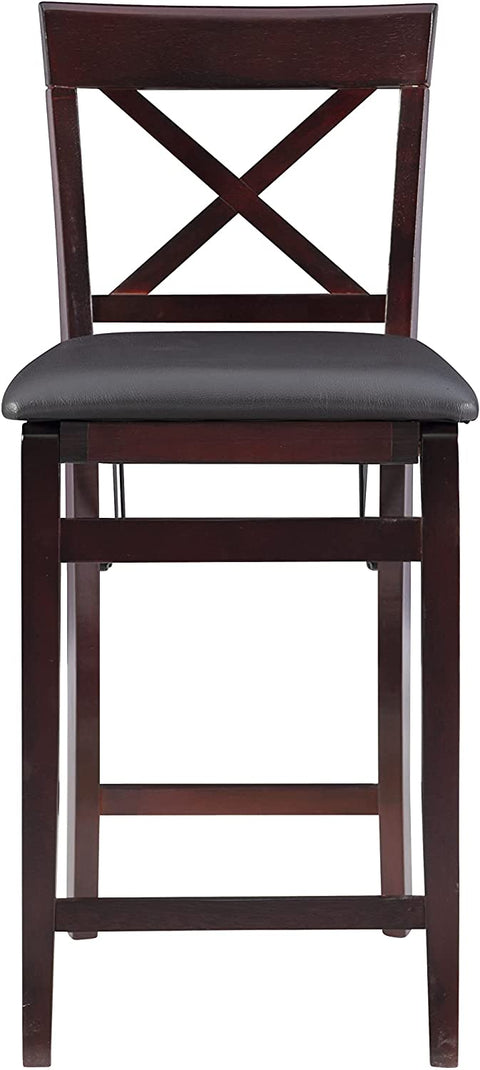 Oakestry Triena X Back Folding Counter Stool, Brown