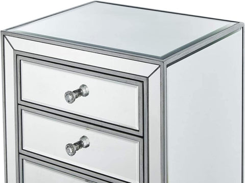 Elegant Decor Lingerie Chest 7 Drawers 18in. W x 15in. D x 42in. H in Antique Silver Paint
