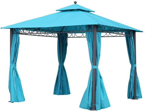 Oakestry Furniture Piece Square 10 Foot Double Vented Gazebo With Drapes
