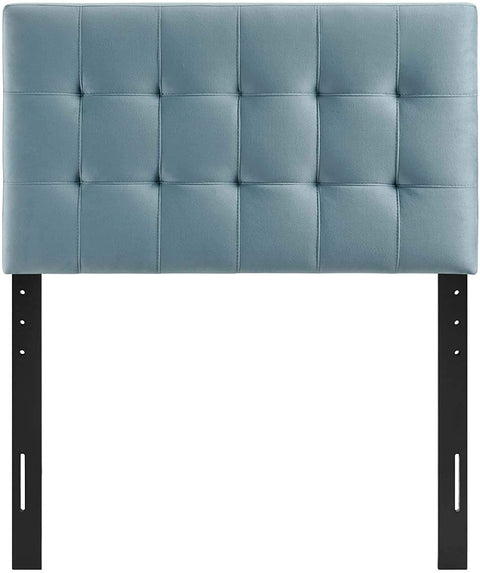 Oakestry Lily Biscuit Tufted Twin Performance Velvet Headboard, Light Blue