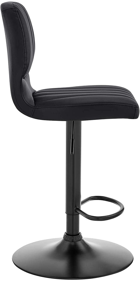 Oakestry Bardot Adjustable Height Black Faux Leather Swivel Bar Stool