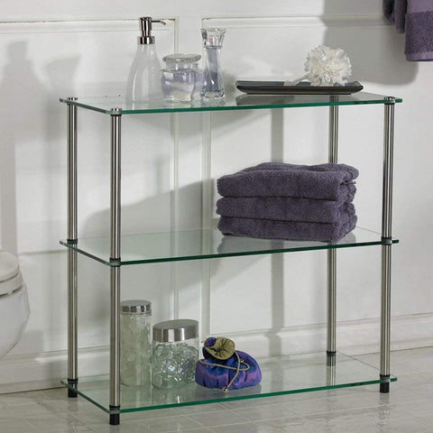 Convenience Concepts Designs2Go Classic Glass 3 Shelf Bookcase, Glass
