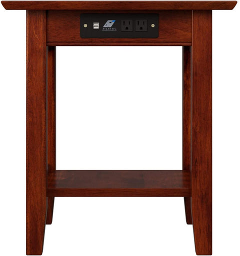 Oakestry AH14214 Mission End Table with Charging Station, Walnut End Table (20&#34; x 20&#34;)