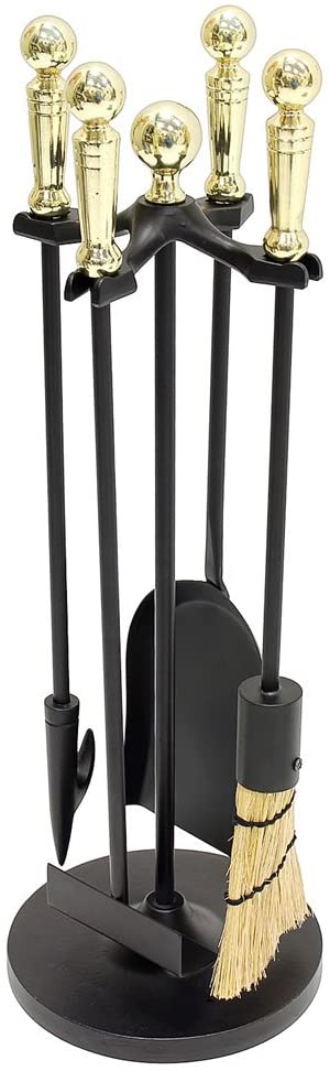 Oakestry Paxton 4-piece Mini Fireplace Stove Tool Set, Polished Brass