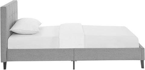 Oakestry Linnea Upholstered Light Gray Twin Platform Bed with Wood Slat Support