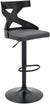 Oakestry Etienne Adjustable Swivel Gray Faux Leather and Black Metal Bar Stool