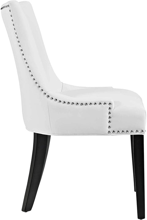 Oakestry Marquis Modern Faux Leather Upholstered Four Dining Chairs with Nailhead Trim in White