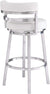 Oakestry Madrid Contemporary 30&#34; Bar Height Barstool in Brushed Stainless Steel Finish and White Faux Leather