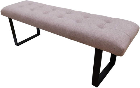 Oakestry Charlotte Bench Black Rubber Wood with Light Gray Fabric