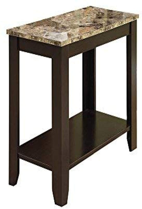 Oakestry , Accent Side Table, Marble-Look Top, Black/Grey, 24&#34;L