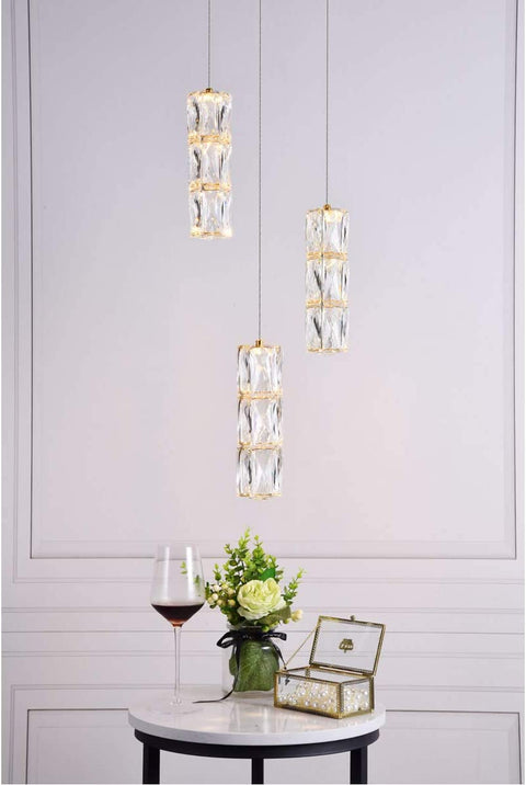 Oakestry Polaris LED Light Gold Pendant Clear Crystal