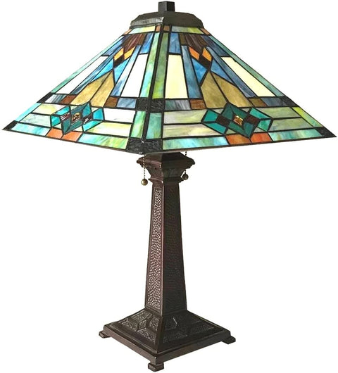 Oakestry Mason Mission 2 Light Antique Dark Bronze Table Lamp 16&#34; Shade