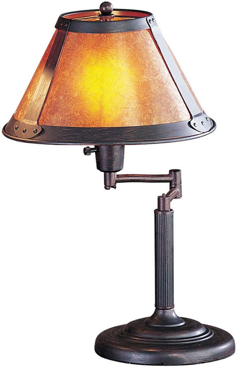 Oakestry BO-462 Table Lamp with Mica Glass Shades, Rust Finish