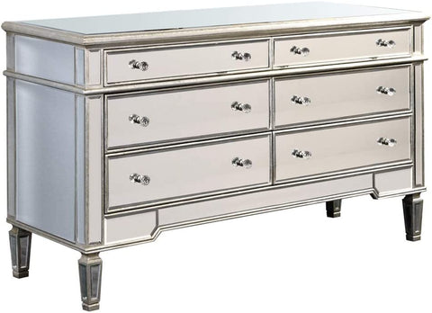 Elegant Decor 6 Drawer Dresser 60 in. x 20 in. x 34 in. in Silver Leaf (MF1-1005SC)