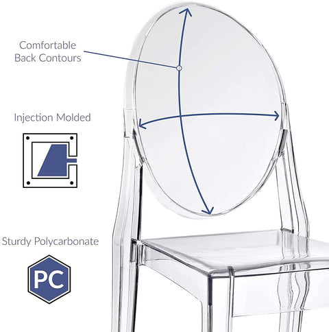 Oakestry Casper Modern Acrylic Stacking Two Dining Side Chairs in Clear