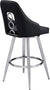 Oakestry Ruby Contemporary 26&#34; Counter Height Barstool in Brushed Stainless Steel Finish and Black Faux Leather
