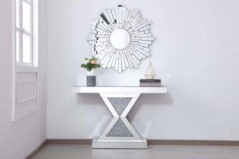 Oakestry 47 in. Crystal Mirrored Console Table