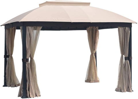 Oakestry Finefind Gazebo Outdoor Gazbeo Canopy 10x12 Double Roof Vented, Sand